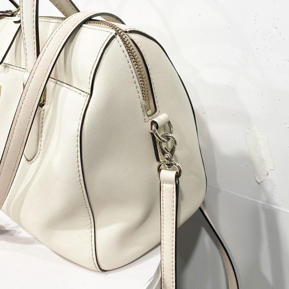 Kate Spade Handbag Laurel‎ Way Lanae Genuine Leather Light Beige Satchel Top Zip - Picture 4 of 11